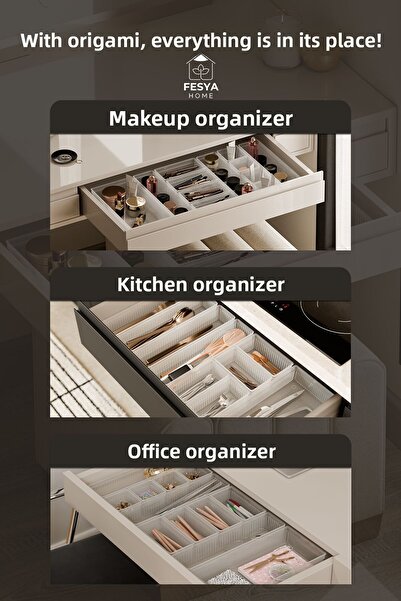 Fesya Home Origami 8-Piece Storage Box Drawer Organizer Set - Transparent 4K-20-1B-1Xl