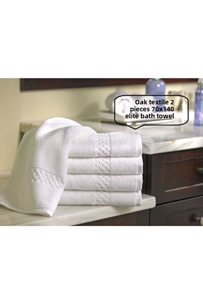 MEŞELİ TEKSTİL 2 Pieces Ultra Luxury Elite Hotel Bath Towel Checker Pattern 70x140 650 Gr
