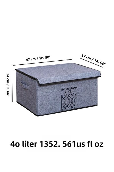 FORSACE 2-Piece Gray Maxi Box - Felt Lid, Folding Cabinet Organizer, 47X37X24 cm