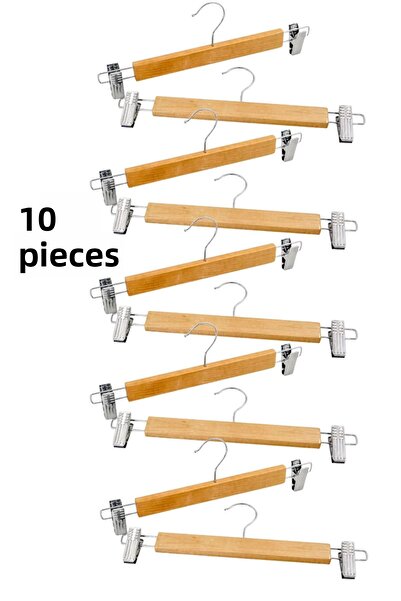 Comprox 10 Pieces Wooden Hanger Latch Skirt-Pants Hanger Clothes Hanger-Baby Hanger - Adjustable Hanger