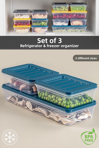 Meleni Home منظم ثلاجة مكون من 3 قطع - مناسب للميكروويف والفريزر، بنزين 1 × 1...