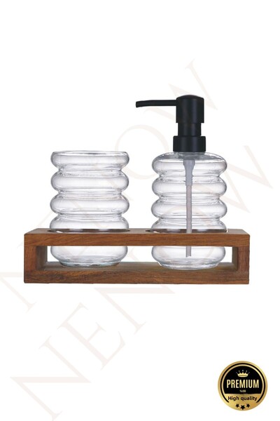 NEWNOW Σετ δοσομετρητή σαπουνιού 3 τεμαχίων από διαφανές γυαλί υψηλού βοριοπυ...