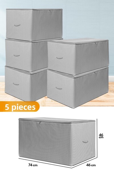 Serstil 5 Τεμάχια - Μεγάλο Μέγεθος Ανθρακί Ριγέ Σκουπίδια - 74 x 46 x 46 cm