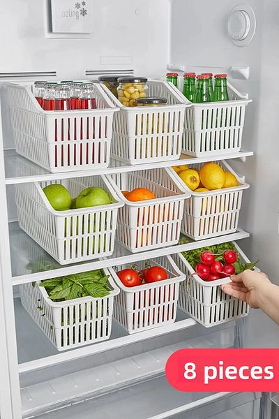YALIHOME 8 Pieces of Refrigerator - Vegetable, Fruit and Bathroom Countertop Organizer
