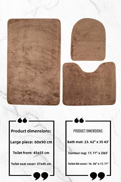 lohusahamile Σετ Τουαλέτας 3 τεμαχίων Σετ Χαλάκι Μπάνιου 60Χ90 ΚΑΦΕ ΧΡΩΜΑ