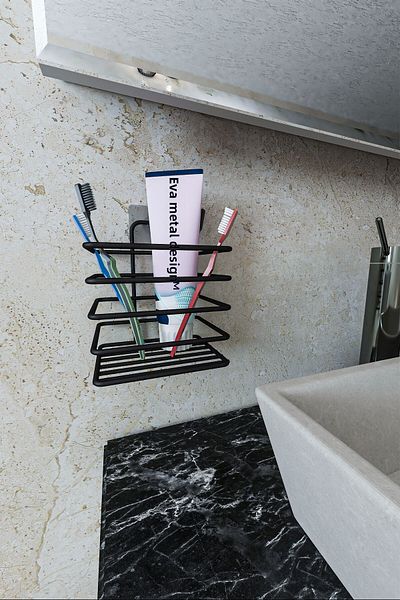 EVA METAL TASARIM Αυτοκόλλητη μεταλλική θήκη οδοντόβουρτσας