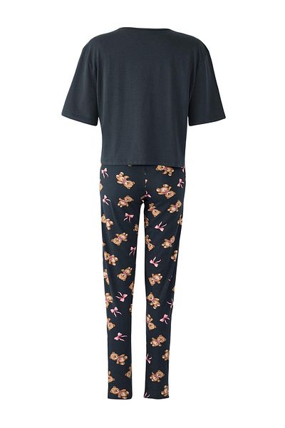 Trendyol Collection Anthracite Animal Piece Print 30/1 χτενισμένο βαμβακερό μονόπλεγμα Πλεκτό Σετ Πιτζάμες THMAW26PT00076