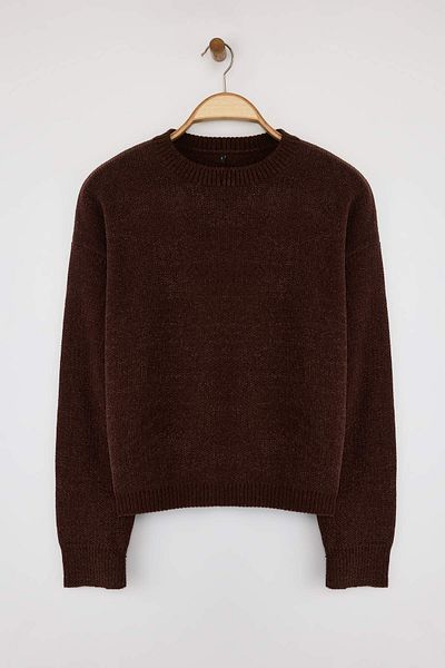 Trendyol Collection Καφέ Φαρδύ Πλεκτό Πλεκτό Πουλόβερ TWOAW26KZ00090
