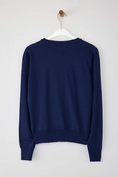 Trendyol Collection Navy Blue Premium/Special Yarn Mercerized Look Crew Neck Basic Knitwear Cardigan Twoaw26Hi00095