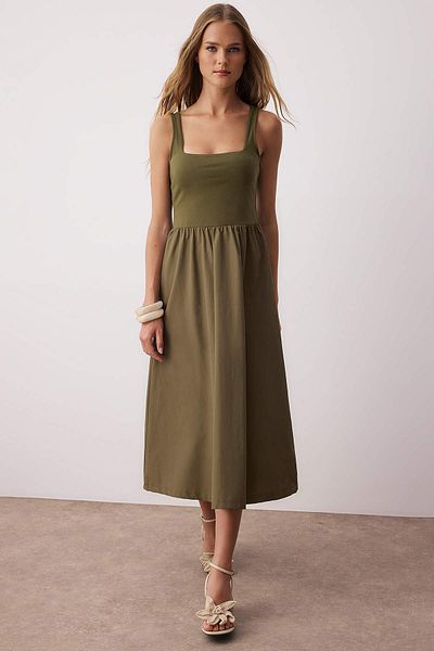 Trendyol Collection Χακί φούστα με λουράκι στη μέση TWOSS25EL00840