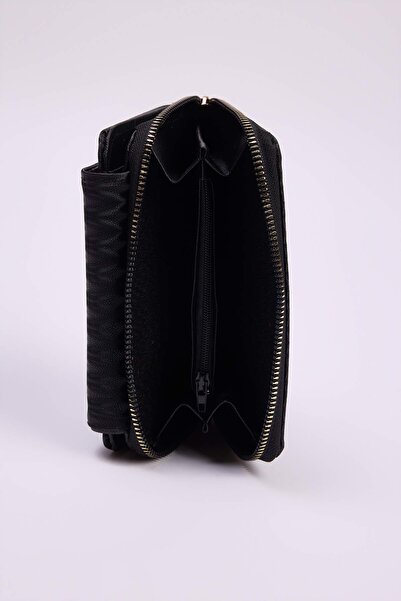 TRENDYOL SHOES Black Line Patterned Casual Women's Wallet Takaw26Cu00001