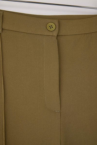 Trendyol Curve Каки панталон с права кройка и висока талия, оребрен, тъкан TBBSS22PL0301