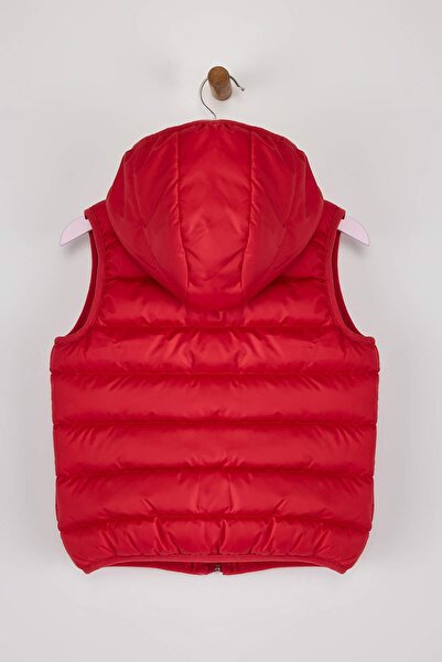 TRENDYOLKIDS Red Plain/Basic Hooded Regular Fit Unisex Children's Puffer Vest Tkdaw26Ye00002