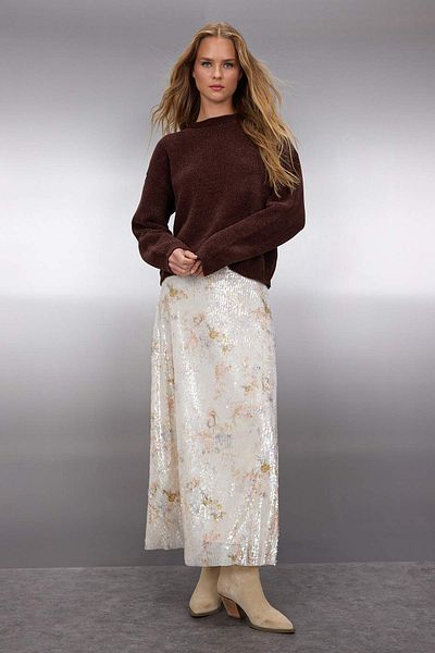 Trendyol Collection Καφέ Φαρδύ Πλεκτό Πλεκτό Πουλόβερ TWOAW26KZ00090