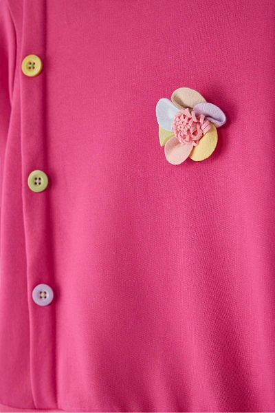 TRENDYOLKIDS Φούξια Floral Πλεκτό Φούτερ TKDAW25SW00020