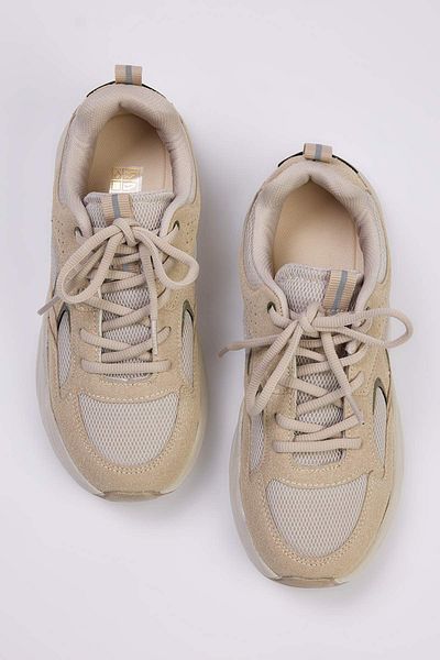 TRENDYOL SHOES Beige Contrast Comfortable Sole Chunky Women's Sports Shoes Takaw26Sn00023