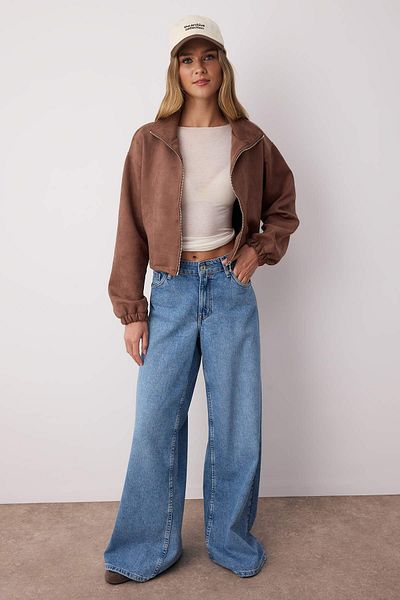 Trendyol Collection Χακί ίσιο φερμουάρ Κανονικό/Κανονικό Μπουφάν TWOAW26CE00011