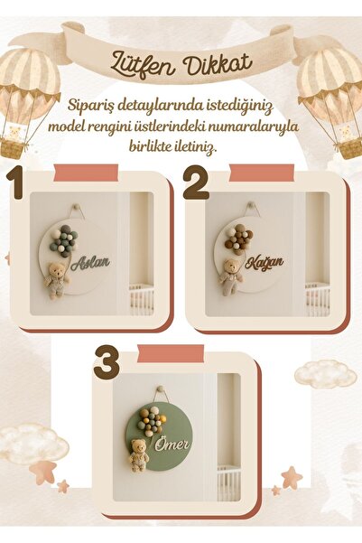 Bonika İstediğiniz İsmi Yazıyoruz - Bubble Ayıcıklı Bebek Kapı ve Duvar Süsü