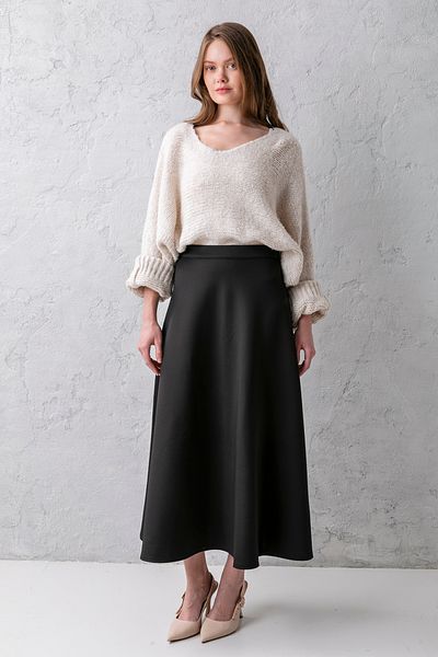 CNRCollection Γυναικεία μαύρη φουσκωτή υφασμάτινη φούστα κατάδυσης με φερμουάρ που κλείνει καθημερινά και κομψή μουσουλμανική φούστα κατάδυσης