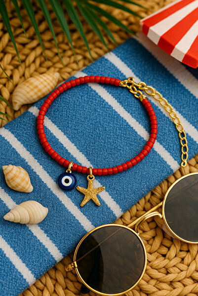 Puffy Starfish and Evil Eye Anklet