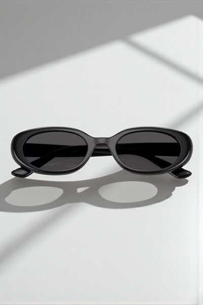 MACERATİ Cat Eye Vintage Model Oval Black Sunglasses