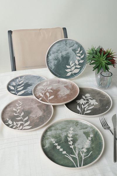 Keramika Deep Flowers Nordic Cake Plate 22 Cm, 6 Pieces # 22813-17