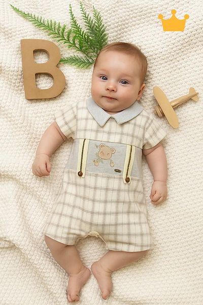 Babydola Helicopter Printed Button Detailed Holiday Unisex Jumpsuit