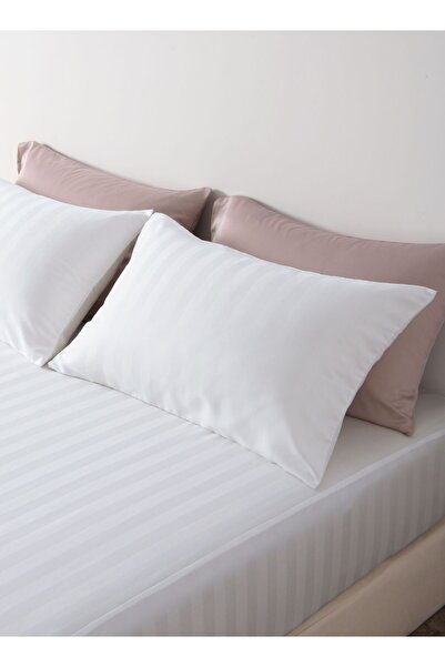 Master Home Textile Single Microfiber Sheet Set, Single Size 2 Pieces, Hotel Stripes Design