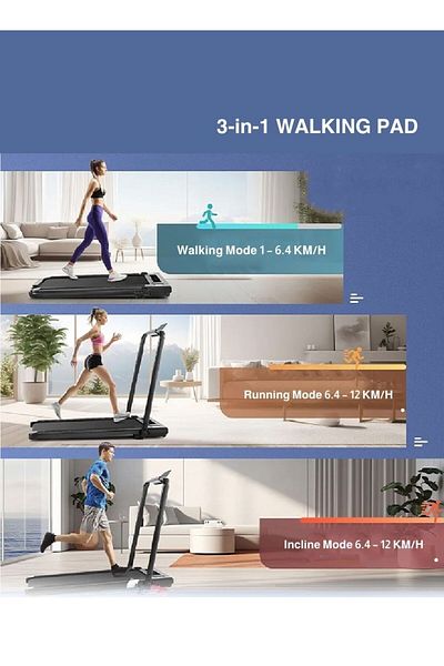 EGG Universal Treadmill 100kg Capacity 1.75hp 2-in-1 Foldable 2-level Manual Incline With Remote Con
