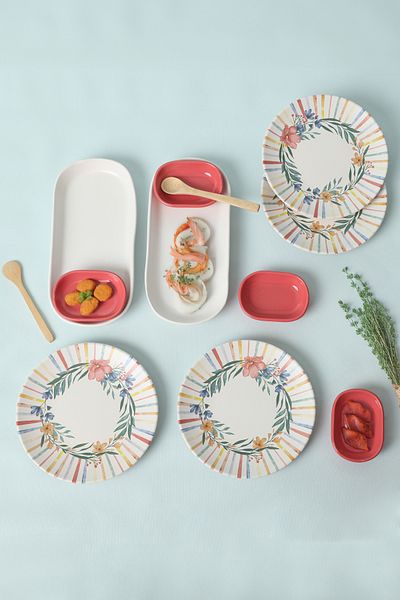 Keramika Soft Flowers Breakfast Set 10 Pieces for 4 People 22322