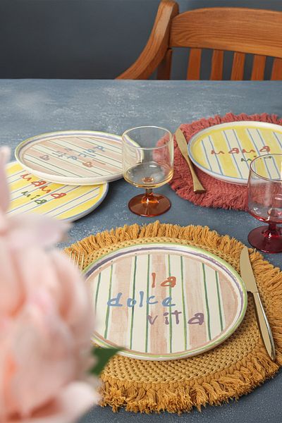 Keramika Farfurie pentru tort Mama Mia La Dolce Vita - 22 Cm, 4 Bucăți, 22724-25