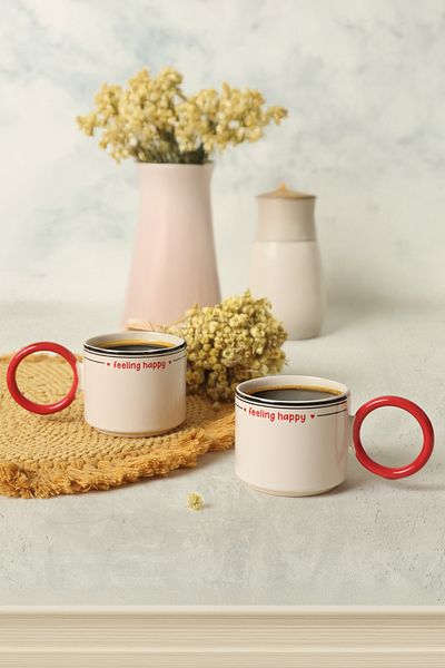 Keramika Κόκκινο Στοιβαζόμενο Ring Club Cup, 8 cm, 2 τεμάχια