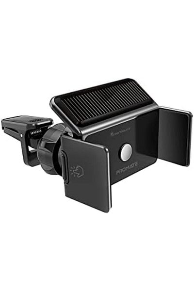 Promate Solar Powered Car Phone Holder, Eco Powered AC Vent Mount Holder with Secure Auto Clamping,