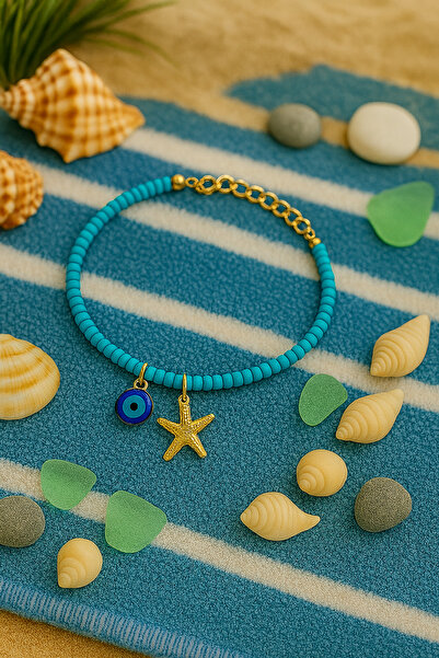 Puffy Starfish and Evil Eye Anklet