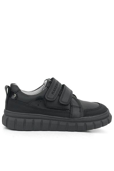Rakerplus Pantofi de școală pentru copii, piele naturală, negru, cu velcro