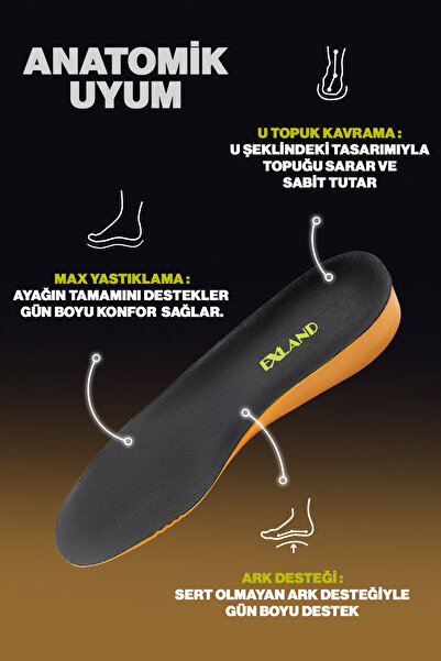 Exland 3 Cm Boy Uzatıcı Tabanlık Gizli Topuk Yükseltici Tam Boy İç Taban Rahat ve Dayanıklı