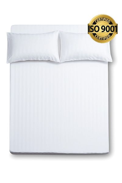 Master Home Textile طقم ملاءات كوين من الألياف الدقيقة، مقاس كوين، 3 قطع، تصميم خطوط فندقية