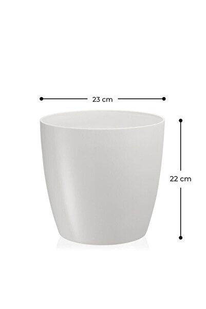 ToXA 7.4 Litre 23cm Drenaj Izgaralı Kirli Beyaz Tabaksız Parlak Plastik Yakut Saksı No4