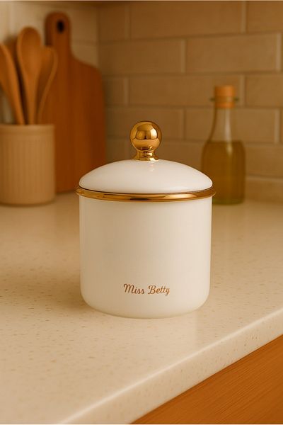 Miss Betty Vintage Style Enamel Medium Size Jar 12 cm