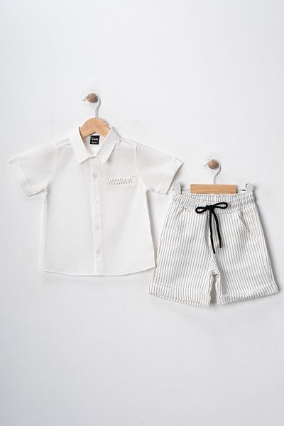 tinytrends Set de vară pentru băiat, pantaloni scurți Capri și cămașă