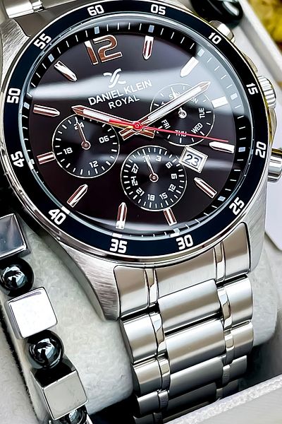 Daniel Klein Men's Steel Watch Bracelet - Multifunction with Calendar