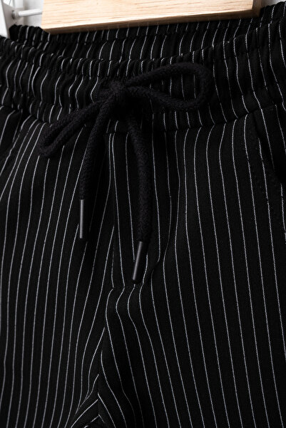 tinytrends Boy's Striped Patterned Summer 2-Piece Shorts with Lacing Detail