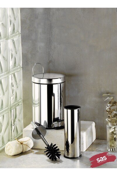 LAISY HOME Pedallı 5 Lt Metal Çöp Kovası Ve Tuvalet Fırçası, 2’li Banyo Ve Wc...