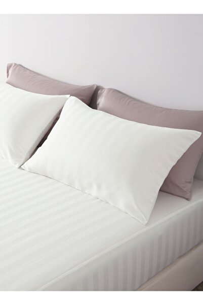 Master Home Textile Single Microfiber Sheet Set, Single Size 2 Pieces, Hotel Stripes Design