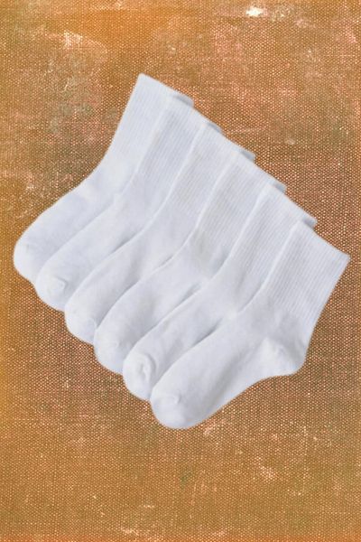 İbrahim Berk 6 Pairs Long Men's Sports Socks White Black Striped Patterned Tennis Socks Sports Socks