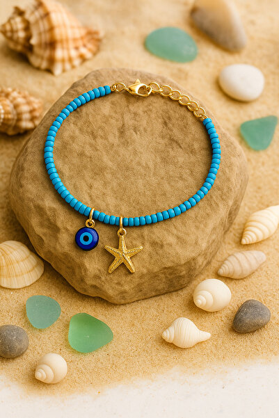 Puffy Starfish and Evil Eye Anklet