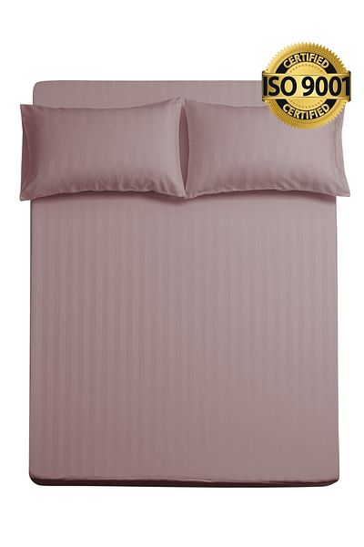 Master Home Textile طقم ملاءات كوين من الألياف الدقيقة، مقاس كوين، 3 قطع، تصميم خطوط فندقية