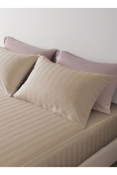 Master Home Textile King Microfiber Sheet Set, King Size 3 Pieces, Hotel Stripes design