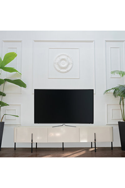 BuğdaycıGrup Santino 200 Tv Sehpası Premium Tasarım Televizyon Sehpası 3 Çekmeceli Granit Taş Desenli Üst Tabla