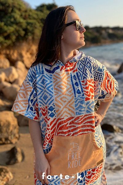 Fortek Home Summer Surf Poncho - Hooded and Bathrobe Beach Towel (LIVE FREE) Summer